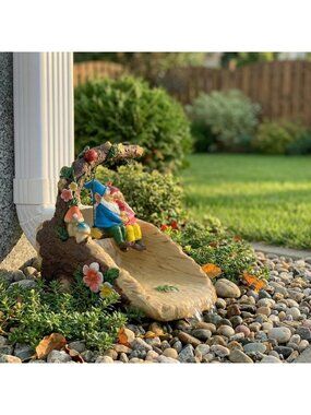 Whimsical Gnome Garden Statue - Decorative Downspout Diverter & Splash Block